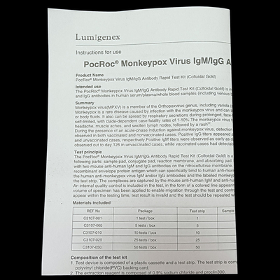Infectious Disease IgG IgM Monkeypox ISO Certificate Rapid In 15 Minutes