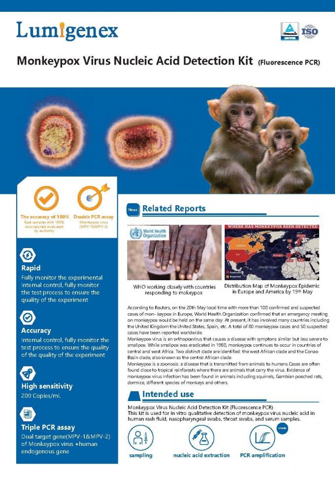 Infectious Disease Real Time PCR Monkeypox Test Kit MPXV CE Registered ...
